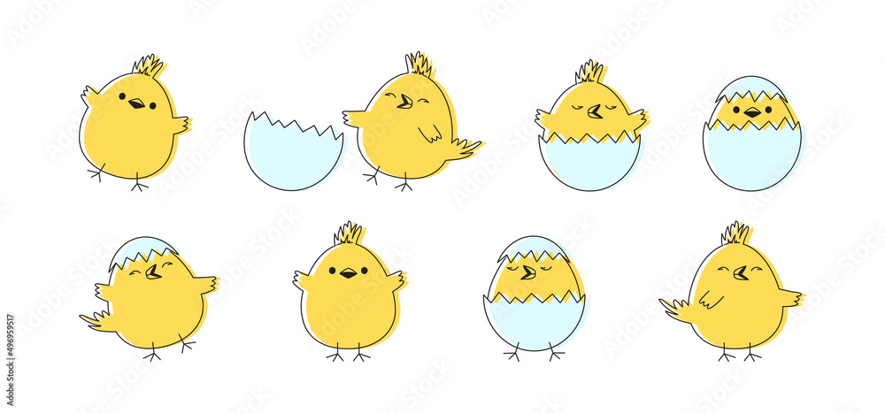 Easter chick vector icon, cartoon chicken baby and egg, cute ...