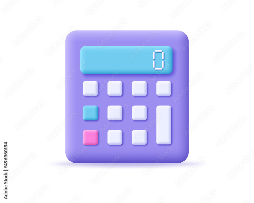 3d calculator icon. Render math device calculate. Concept of financial management. 3d vector illustration 3d calculator icon. Render math device calculate. Concept of financial management. 3d vector illustration