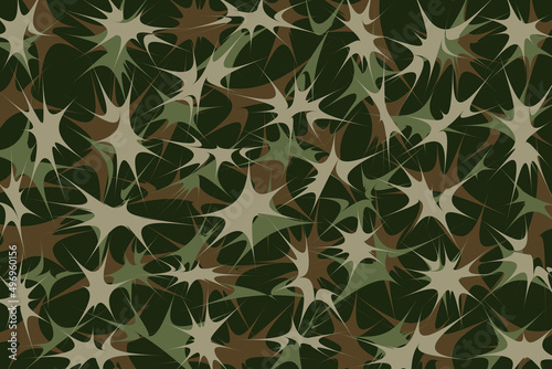 Abstract Star Shape Elements Khaki Camouflage Military Style Authentic Background Template - Green and Brown Khaki on Similar Backdrop - Wallpaper Graphic Design