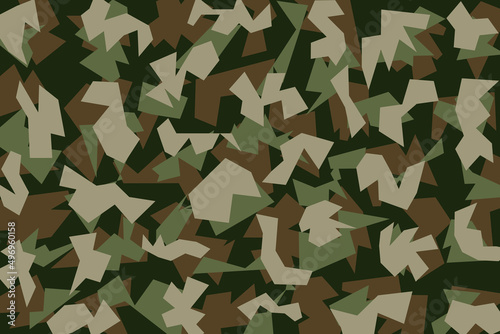 Polygonal Khaki Camouflage Military Style Authentic Background Template - Green and Brown Khaki on Similar Backdrop - Wallpaper Graphic Design