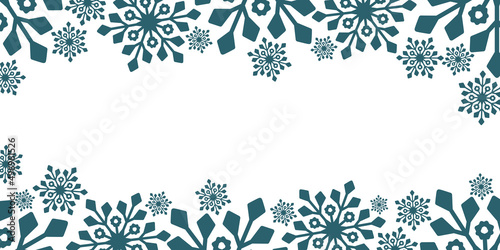 Winter greeting card leaflet header Christmas decoration background. Cute snowflake ice symbol of winter
