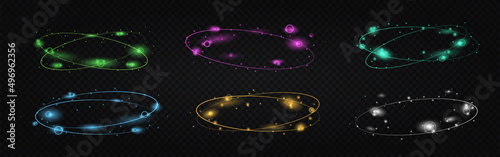 Light realistic solar. Collection of magical elements to decorate pictures. Set for witch or fairy, design for poster or banner. Isometric vector illustrations isolated on transparent black background