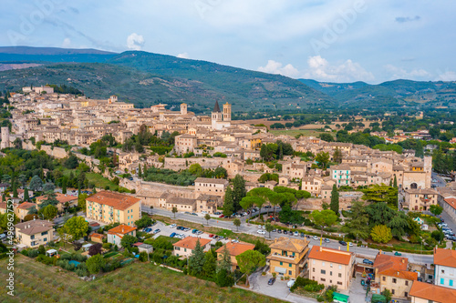 Aerial view of Italian town Spello photo