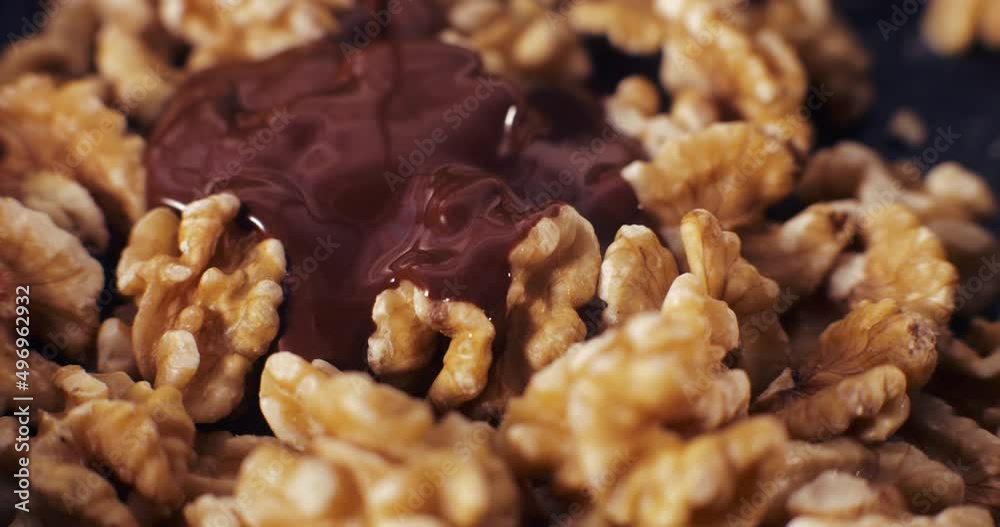 Walnuts in chocolate - close up