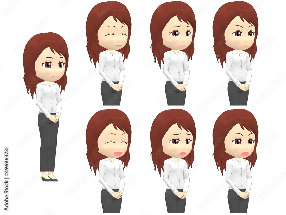 [Emotions A] Woman shirts wavy hair oblique angle