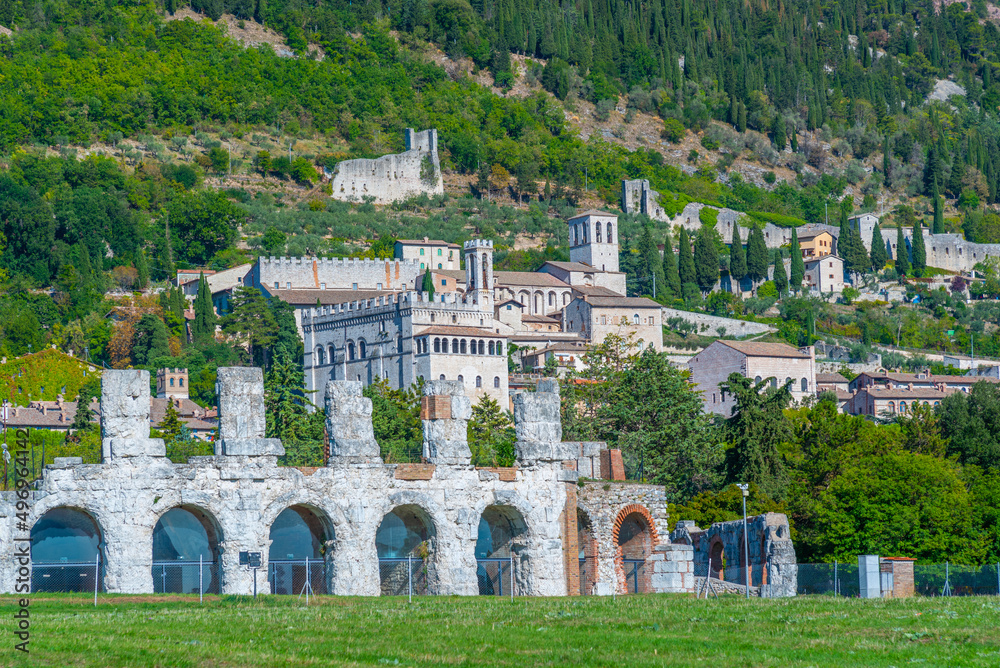 Wall Mural Panorama view of Italian town Gubbio
