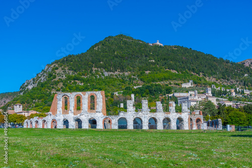 Panorama view of Italian town Gubbio photo