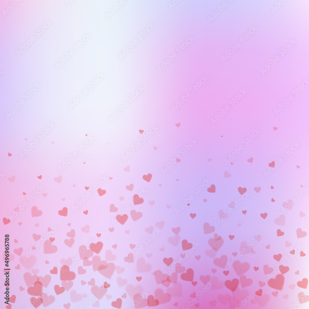 Red heart love confettis. Valentine's day gradient