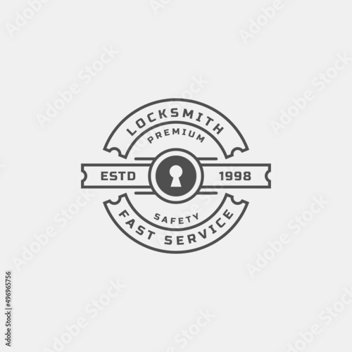 Vintage Retro Badge Locksmith Labels Design Element for Safety security Logo Inspiration