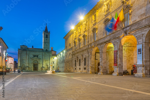 Sunrise view of cathedral in the Italian town Ascoli Piceno