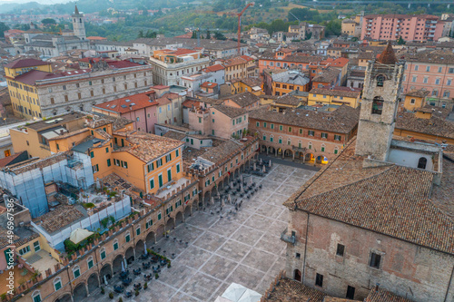 Piazza del Popolo in Italian town Ascoli Piceno photo