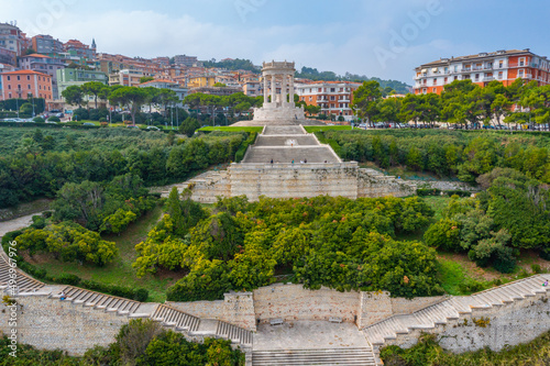 Aerial view of war memorial in the Italian town Ancona photo