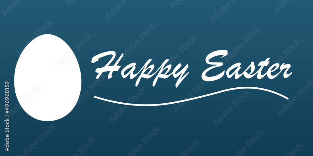 Happy Easter Egg Banner - Blue background - White Text