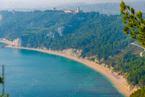 Aerial view of beaches at Sirolo in Italy photo