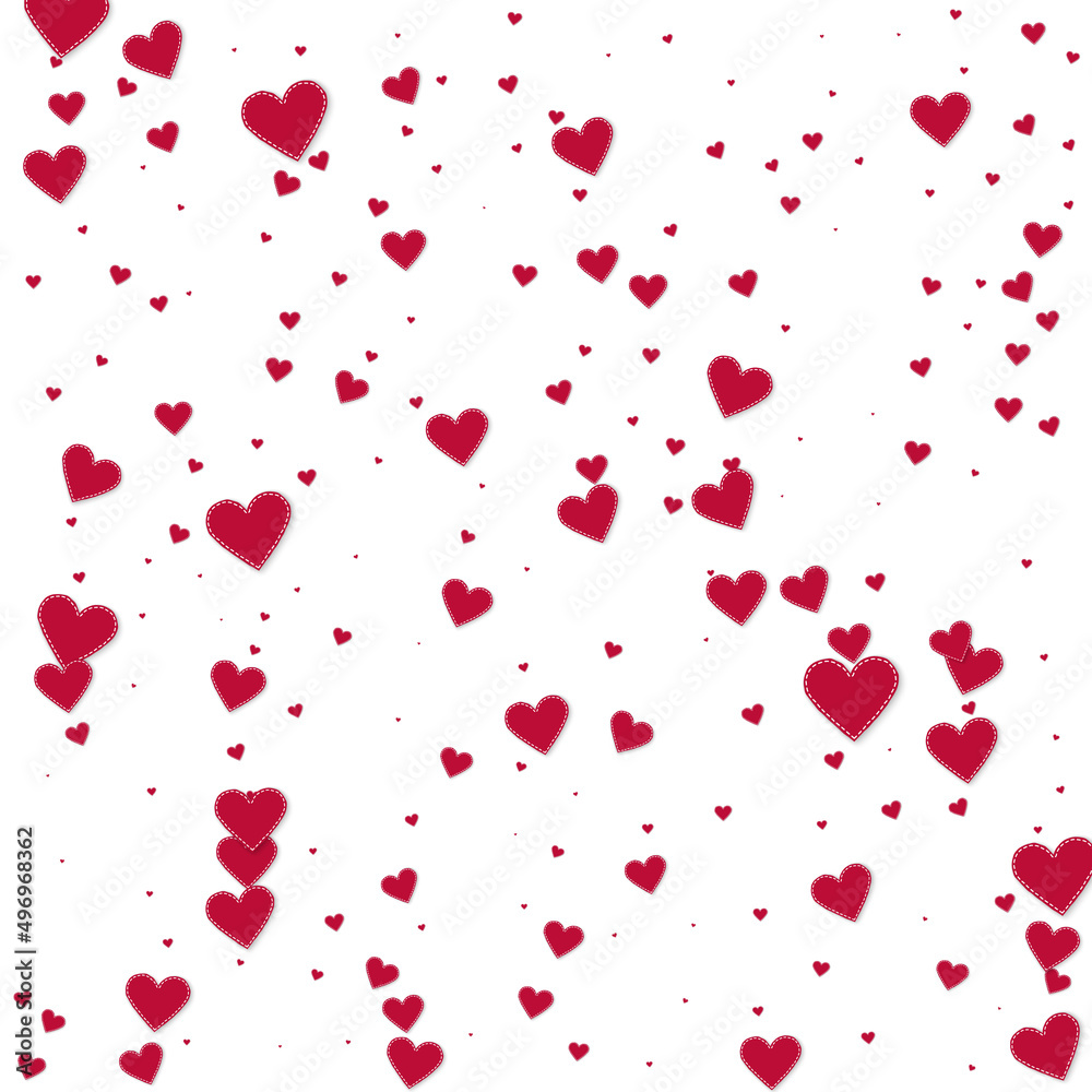 Red heart love confettis. Valentine's day falling