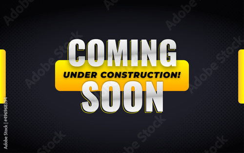 Coming soon under construction promotion design template with 3d editable text effect