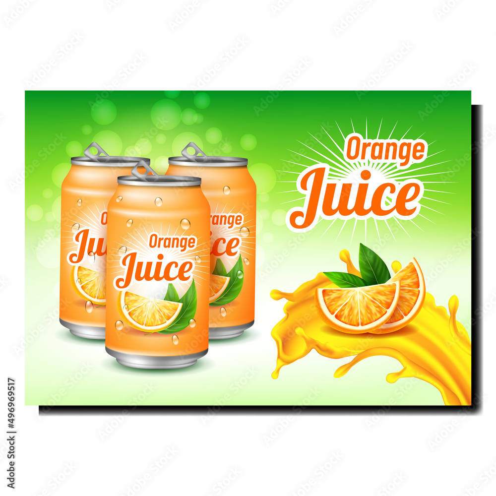Orange Juice Creative Promotional Poster Vector. Orange Juice Drink ...
