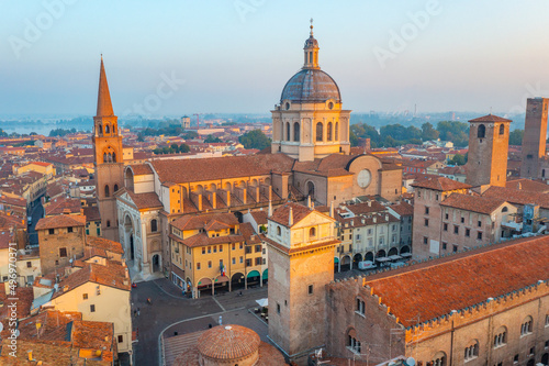 Aerial view of Basilica di Sant'Andrea in Mantua, Italy photo