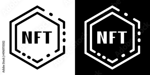 Free Download Vector icon of NFT technology. Letters on white and black background. Payment for unique digital objects in art - GFXLoad