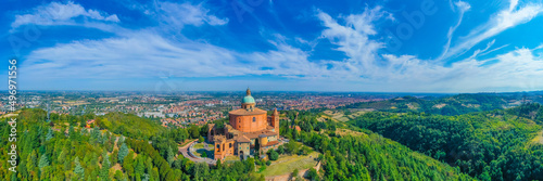 Aerial view of Sanctuary of the Madonna di San Luca in Bologna, Italy Fototapet