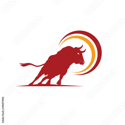 Running bull logo design inspiration vector image