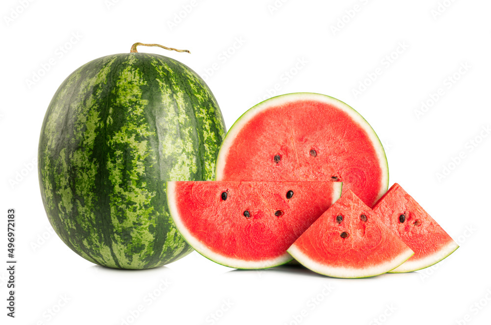 Watermelon with sliced isolated on white Watermelon with sliced isolated on white