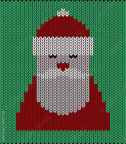 Merry Christmas Santa Claus on the knitting pattern