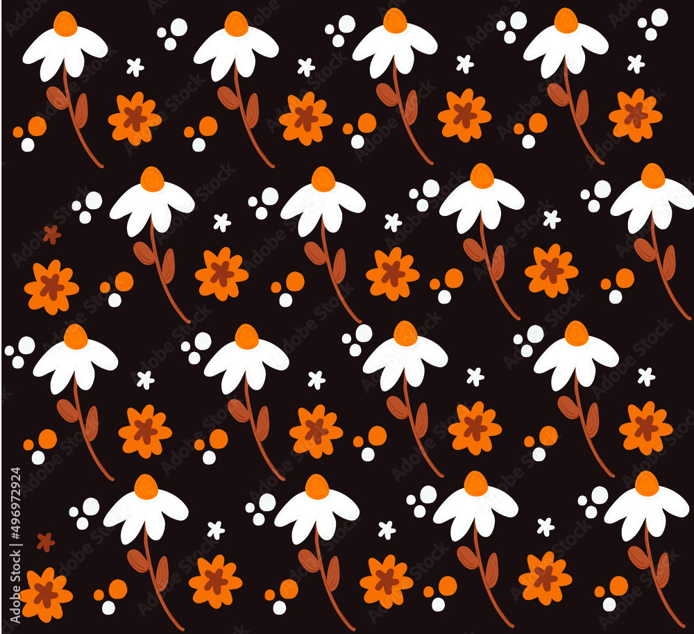 Vector floral pattern with flowers and leaves. Vector floral pattern with flowers and leaves.
