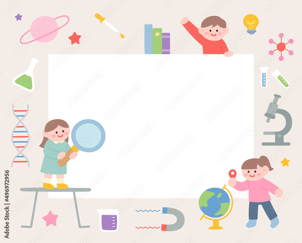 Banner template with cute kids and science experiment tools. flat design style vector illustration. Banner template with cute kids and science experiment tools. flat design style vector illustration.
