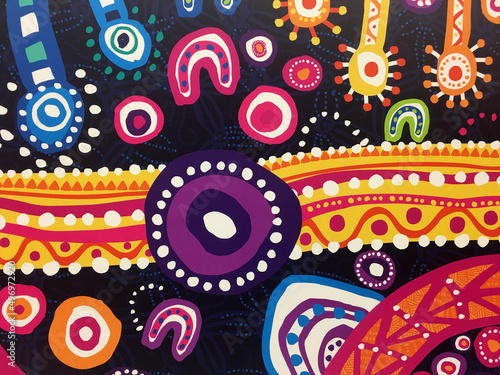 Obraz na płótnie Indigenous Australian dot painting artwork w salonie