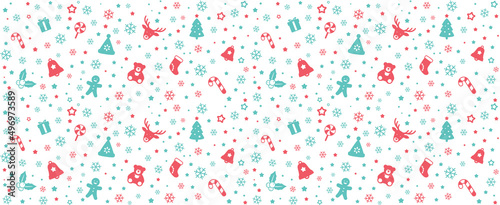 Christmas icon seamless pattern, vector illustration