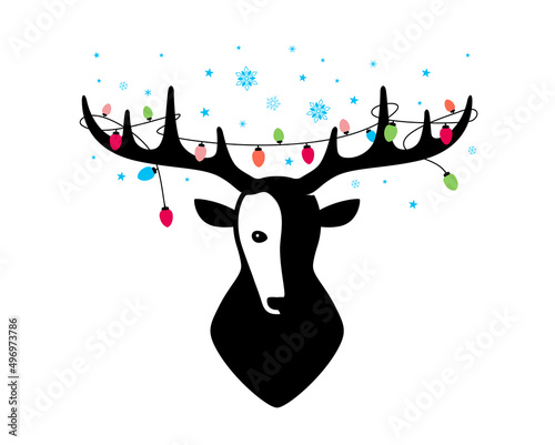 Christmas deer, wearing something, cool style