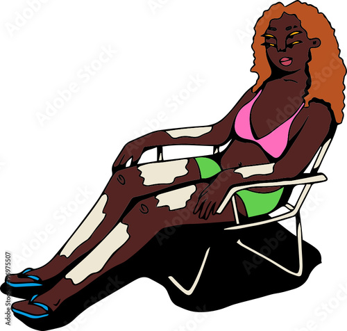 Person sitting on beach chair bleaching