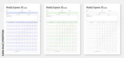 Weekly Expense Planner. Expense & Bill Payment Tracker. Minimalist Financial planner. Expense Tracker Template Set. Printable templates collection set.