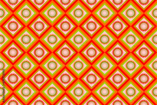 Seamless geometric ethnic fabric pattern, light pink orange floral pattern, Thai fabric design, carpet, wallpaper, curtain, cushion, clothing, wrap, batik