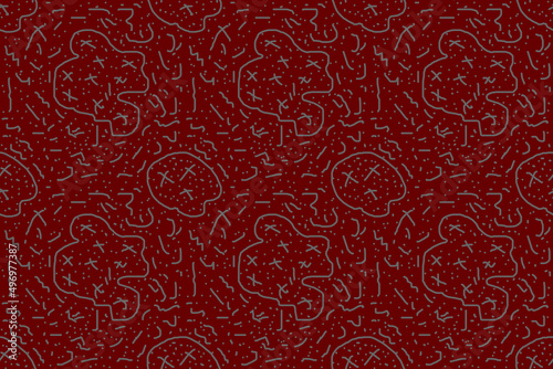 doodle pattern, abstract black doodle seamless on red background, cute pattern for background.