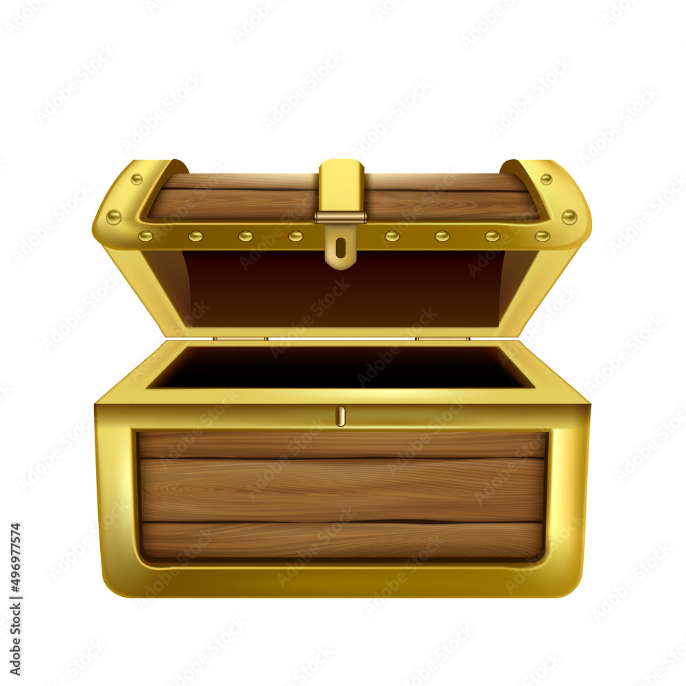 Chest Opened Wooden Container For Treasure Vector. Antique Open And Empty Chest Box For Storaging Money Or Jewellery Accessory. Ancient Crate Safe Template Realistic 3d Illustration Chest Opened Wooden Container For Treasure Vector. Antique Open And Empty Chest Box For Storaging Money Or Jewellery Accessory. Ancient Crate Safe Template Realistic 3d Illustration