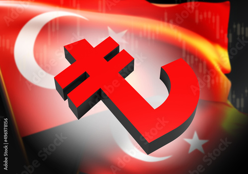 Turkish lira red logo. Turk...
