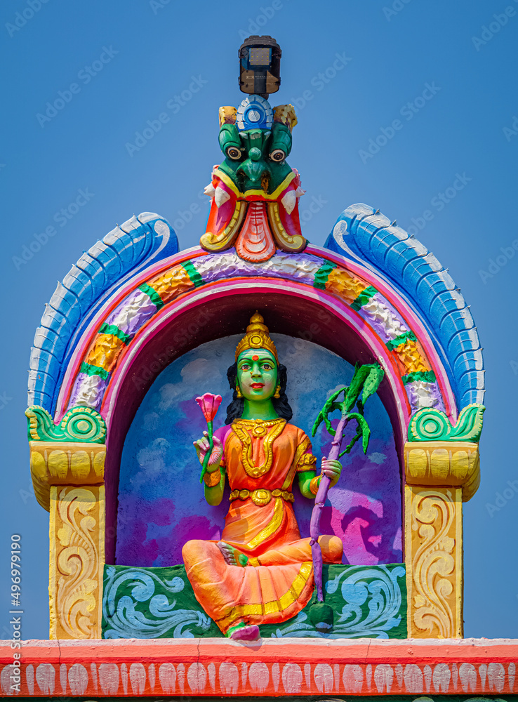 Fototapeta premium Padavettamman Kovil or Padavettamman Temple at Kannathur Reddykuppam or Reddikuppam, Kanchipuram, Tamil Nadu-603002, South India.