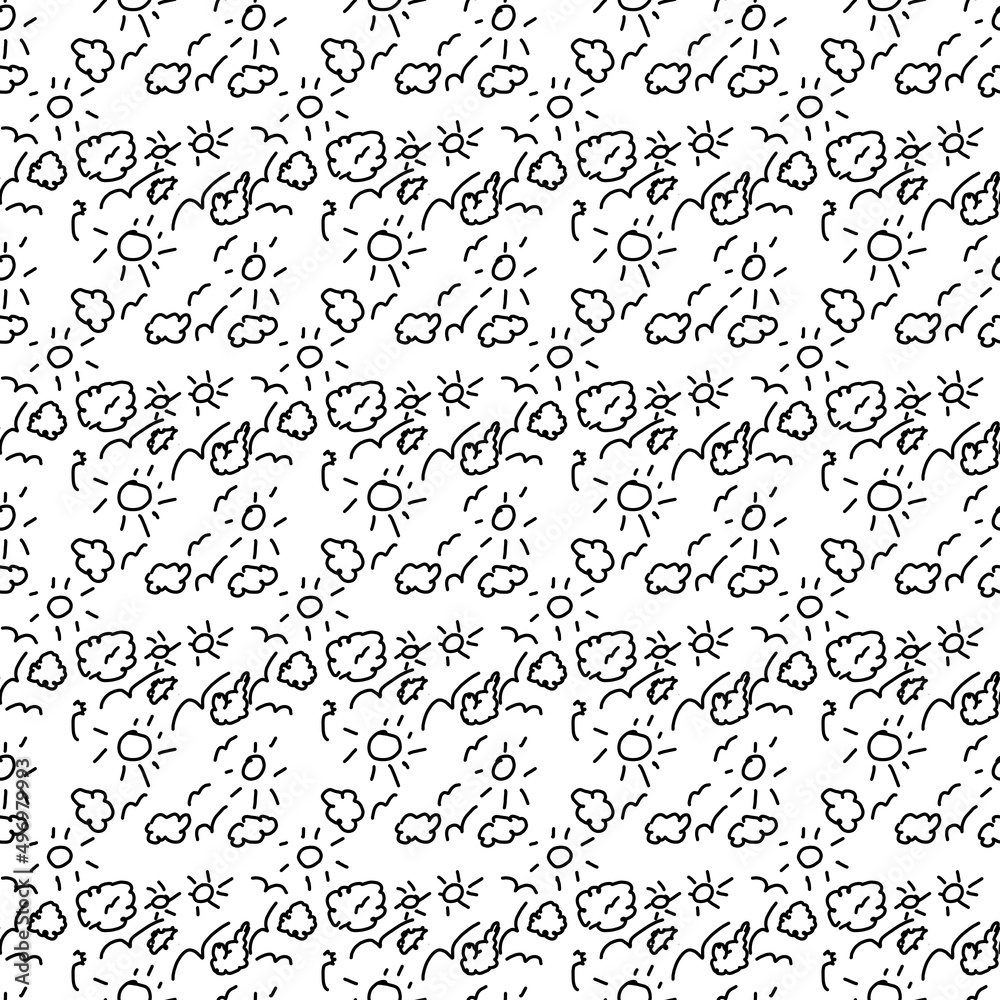 Doodle hand drawn spots with black stroke. Seamless pattern with white and black spots . Isolated on white background.