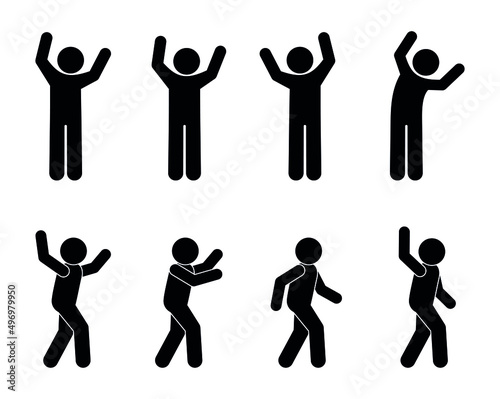 man icon, stickman collection, stick figure human silhouette, vector pictogram