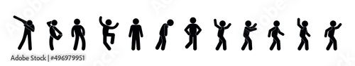 man icon, stickman collection, stick figure human silhouette, vector pictogram