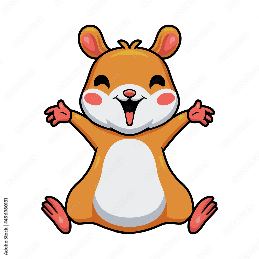 Cute little hamster cartoon raising hands Cute little hamster cartoon raising hands