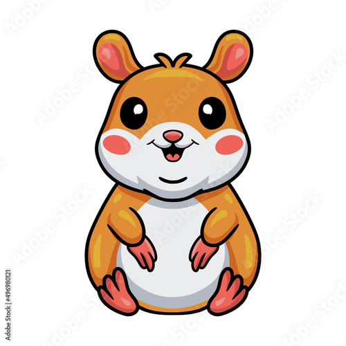 Cute little hamster cartoon sitting