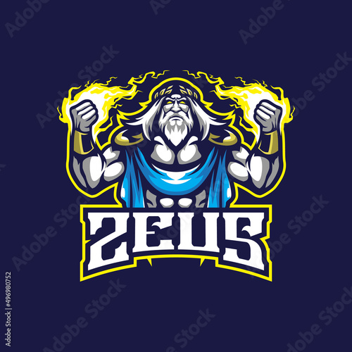 Zeus mascot logo design vector with modern illustration concept style for badge  emblem and t shirt printing. Angry zeus illustration for sport and esport team.