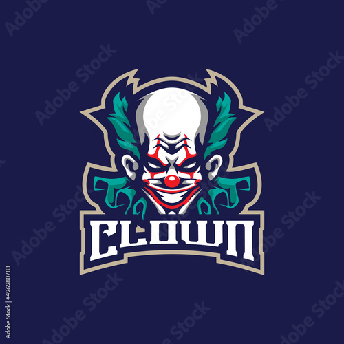 Clown mascot logo design vector with modern illustration concept style for badge, emblem and t shirt printing. Head clown illustration for sport and esport team.