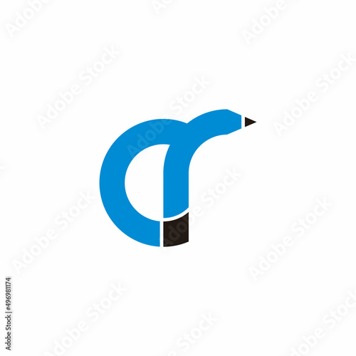 letter cr pencil shape colorful design logo vector