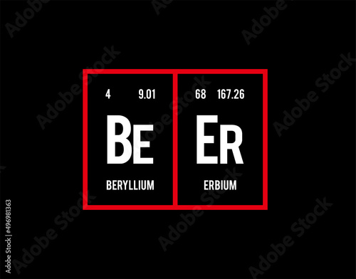 Beer - Periodic Table of Elements on black background in vector illustration