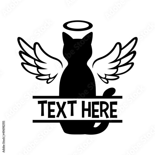 Vector Angel Cat Name Frame