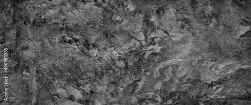 Panoramic dark concrete background. Panorama crack black and white concrete or cement texture background.